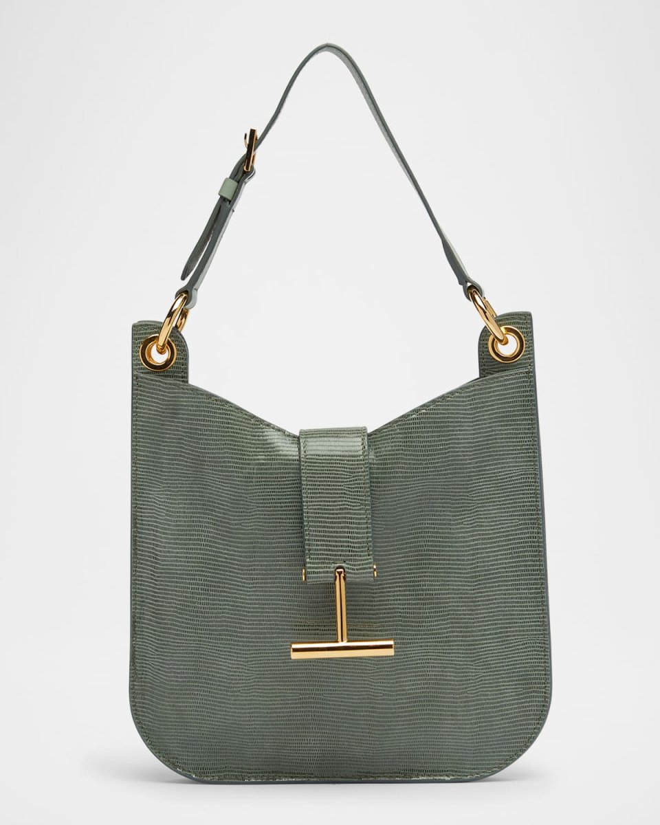 Tara Small Crossbody Bag in Lizard-Embossed Suede and Leather